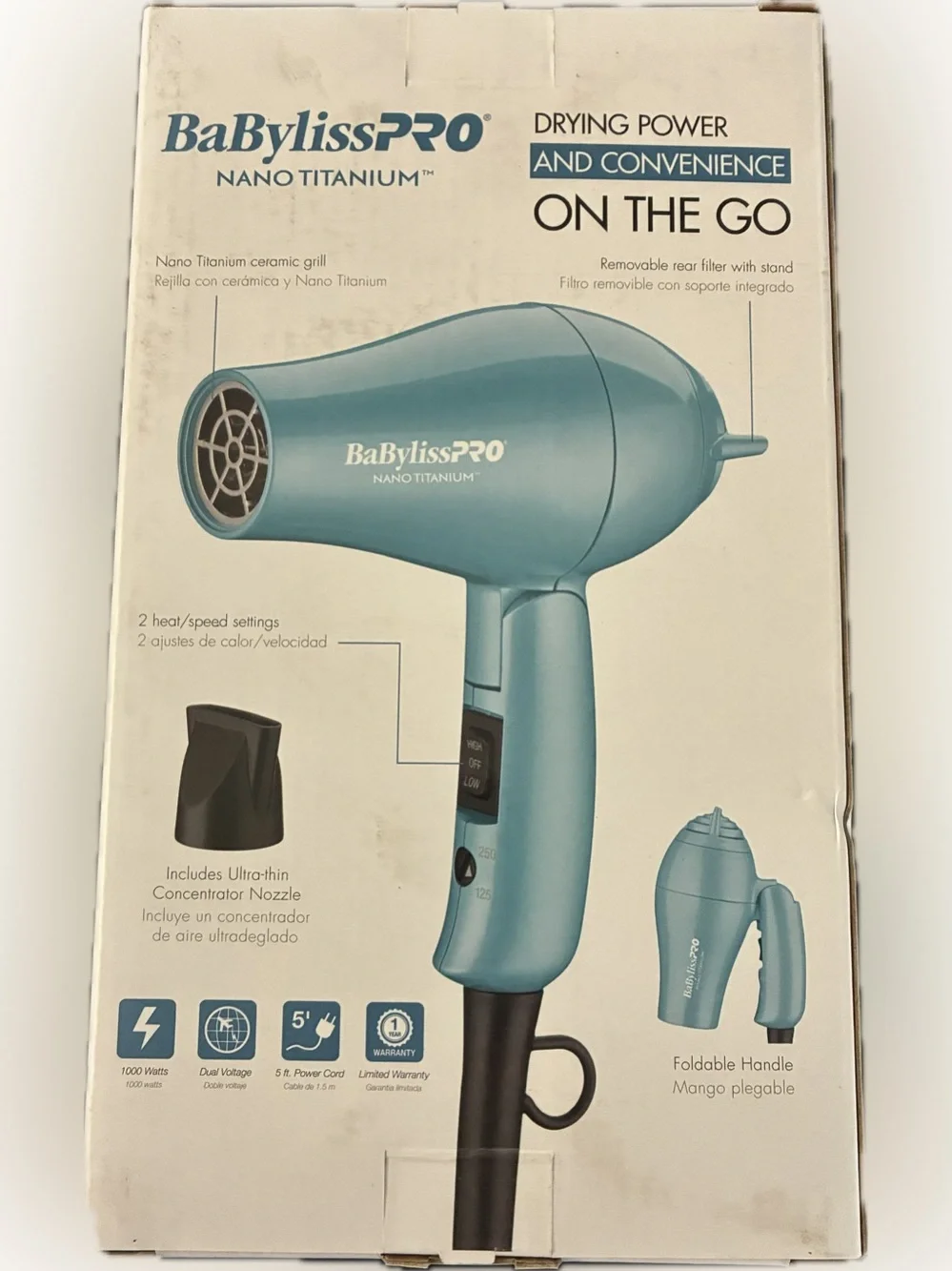 BABYLISS PRO NANO TITANIUM TRAVEL DRYER